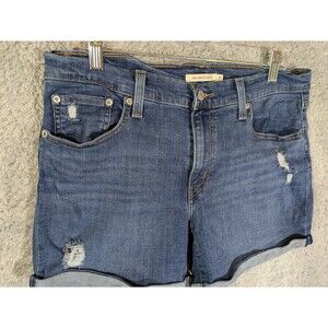 Levi's women's mid length jean shorts Size 31 rolled cuff distressed 4" length